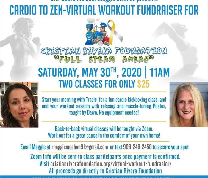 Flyer Cardio to Zen Virtual Workout Fundraiser for Christian Rivera Foundation 