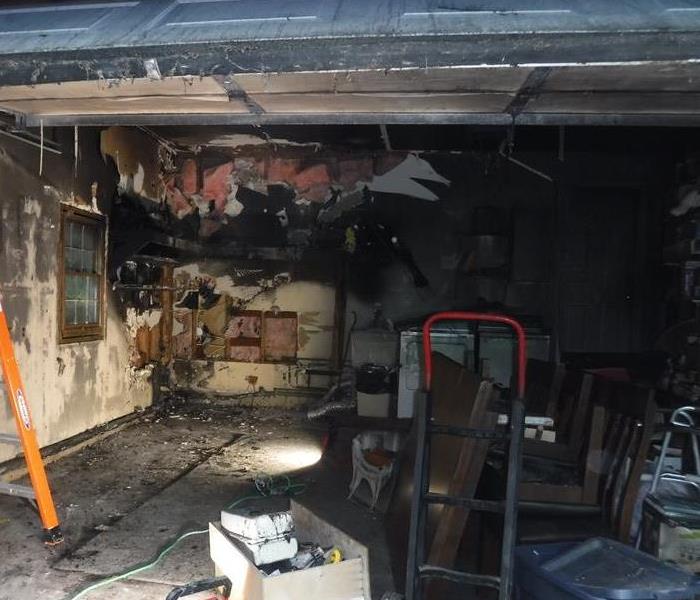 Garage after a fire before clean up 