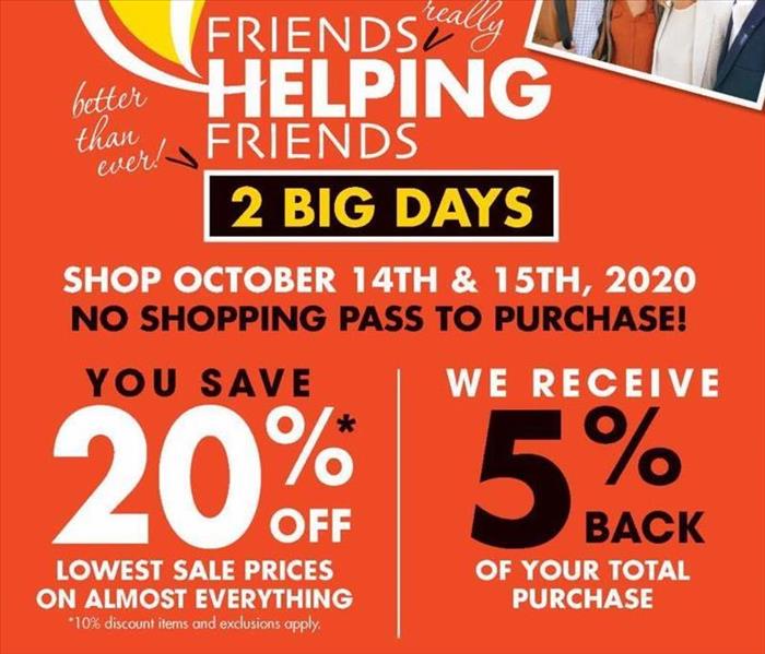 Flyer for OceanCares Foundation Boscov's Friends Helping Friends 2 Day Event October 14th & 15th 2020 