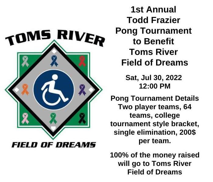 1st Annual Todd Frazier Pong Tournament to benefit Toms River Field of Dreams